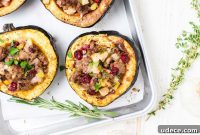 Sausage-Stuffed Acorn Squash Roast with Maple Glaze