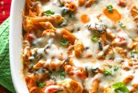 Three-Cheese Chicken Penne Bake with Garlic and Herbs