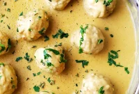 Savory Turkey Swedish Meatballs with Creamy Dill Sauce
