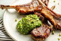 Grilled Lamb Chops with Fresh Arugula Pesto Recipe