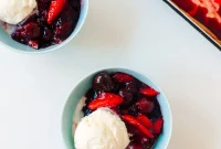 Balsamic Stone Fruit Sundae Recipe – Summer Fruit Dessert with Vanilla Ice Cream