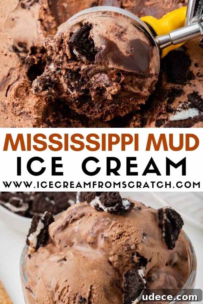 10 Decadent Homemade Ice Cream Recipes to Try Today 6 photo collage of mississippi mud ice cream photos.