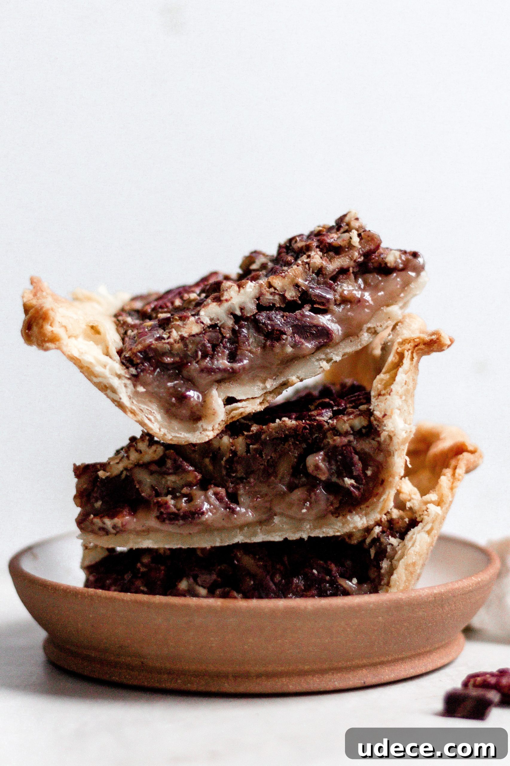 Vegan Maple Pecan Pie with Bittersweet Chocolate, Orange, and Cardamom