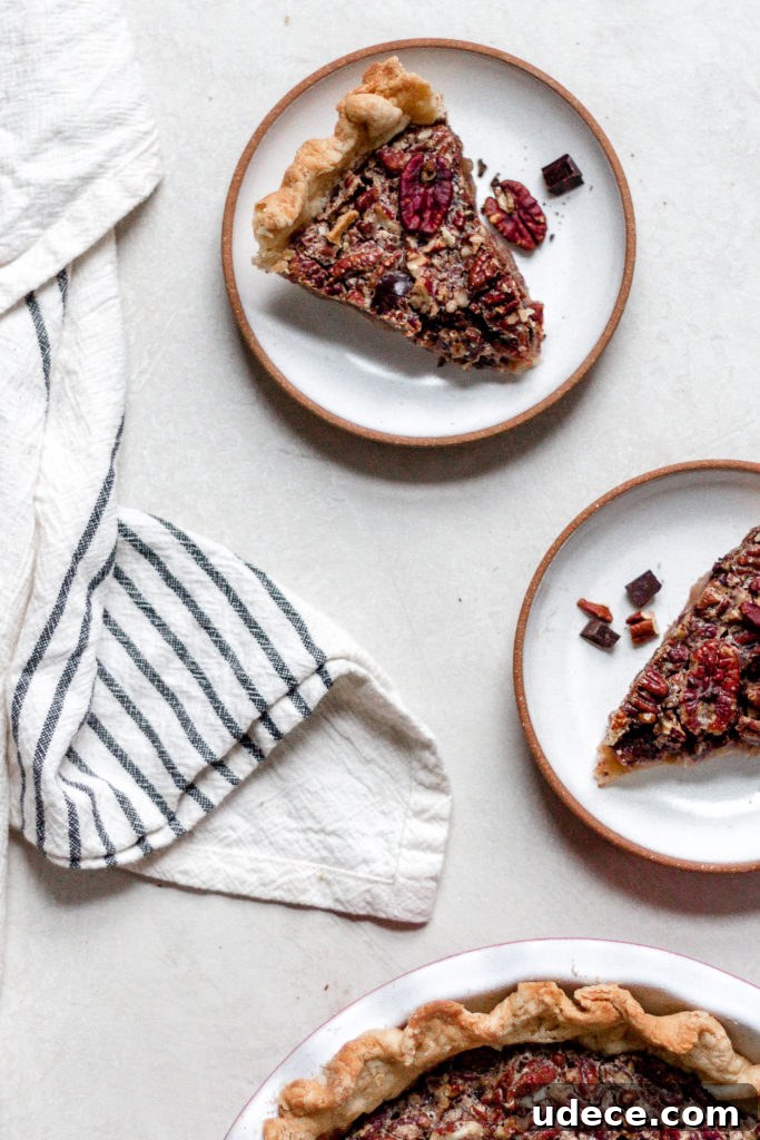 Vegan Maple Pecan Pie with Bittersweet Chocolate, Orange, and Cardamom