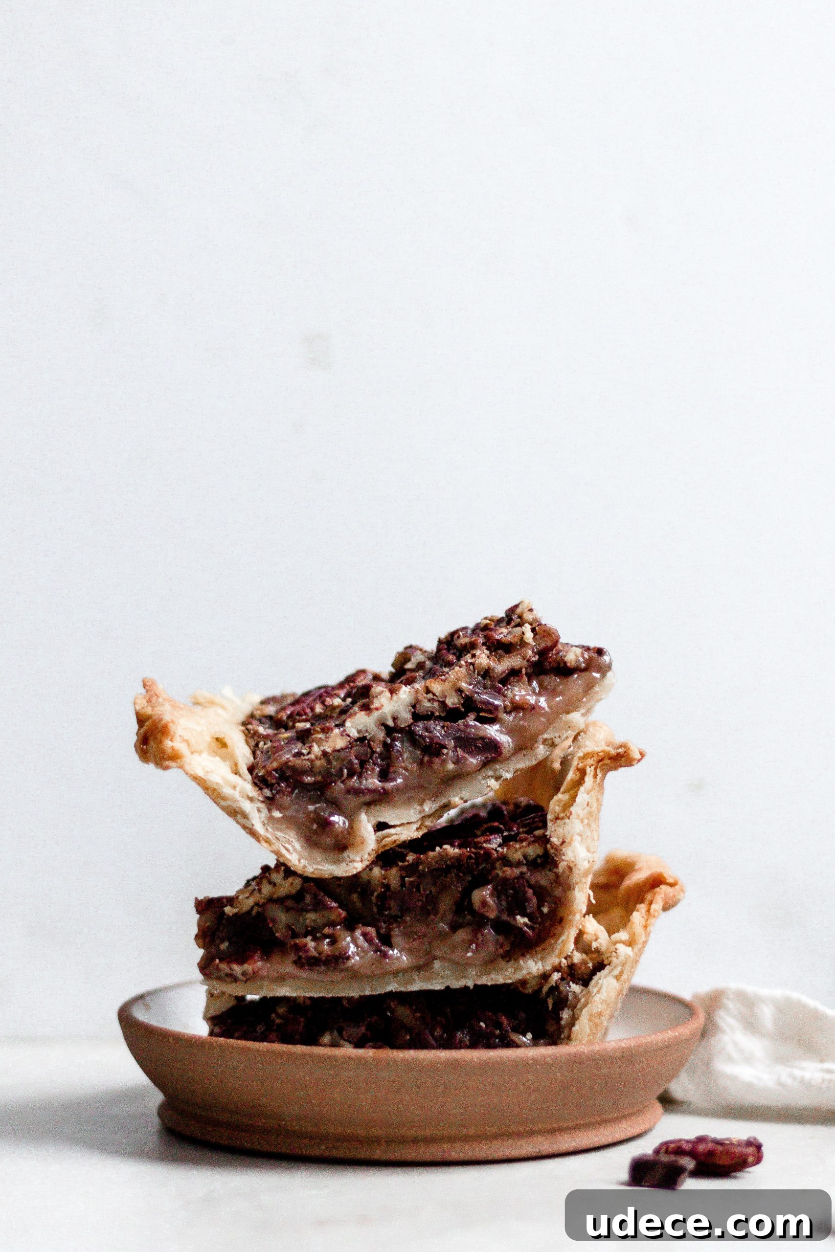 Vegan Maple Pecan Pie with Bittersweet Chocolate, Orange, and Cardamom