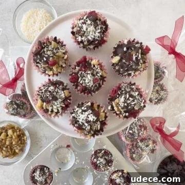 Bark bites on a round display plate for serving.
