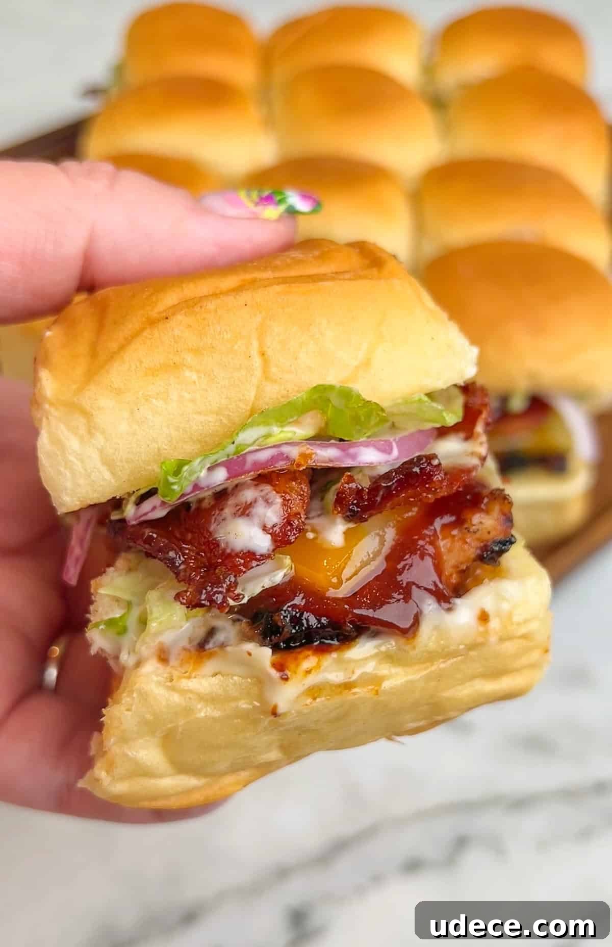 Bacon Ranch BBQ Chicken Sliders Recipe for Game Day and Parties 5 bbq chicken sliders