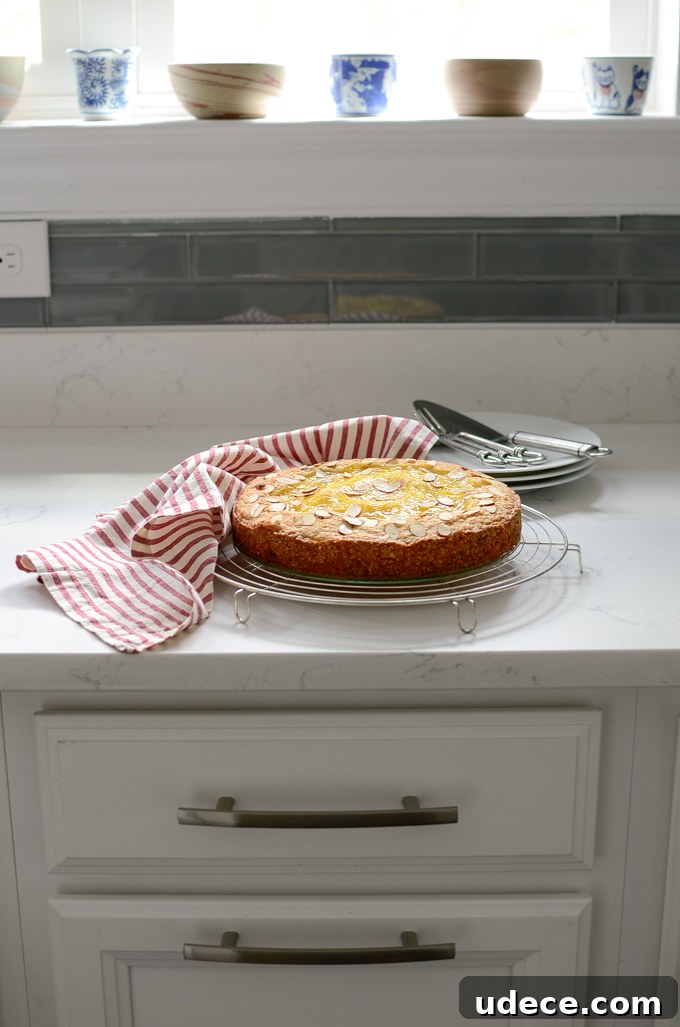 Lemon Custard baked together with almond cake.