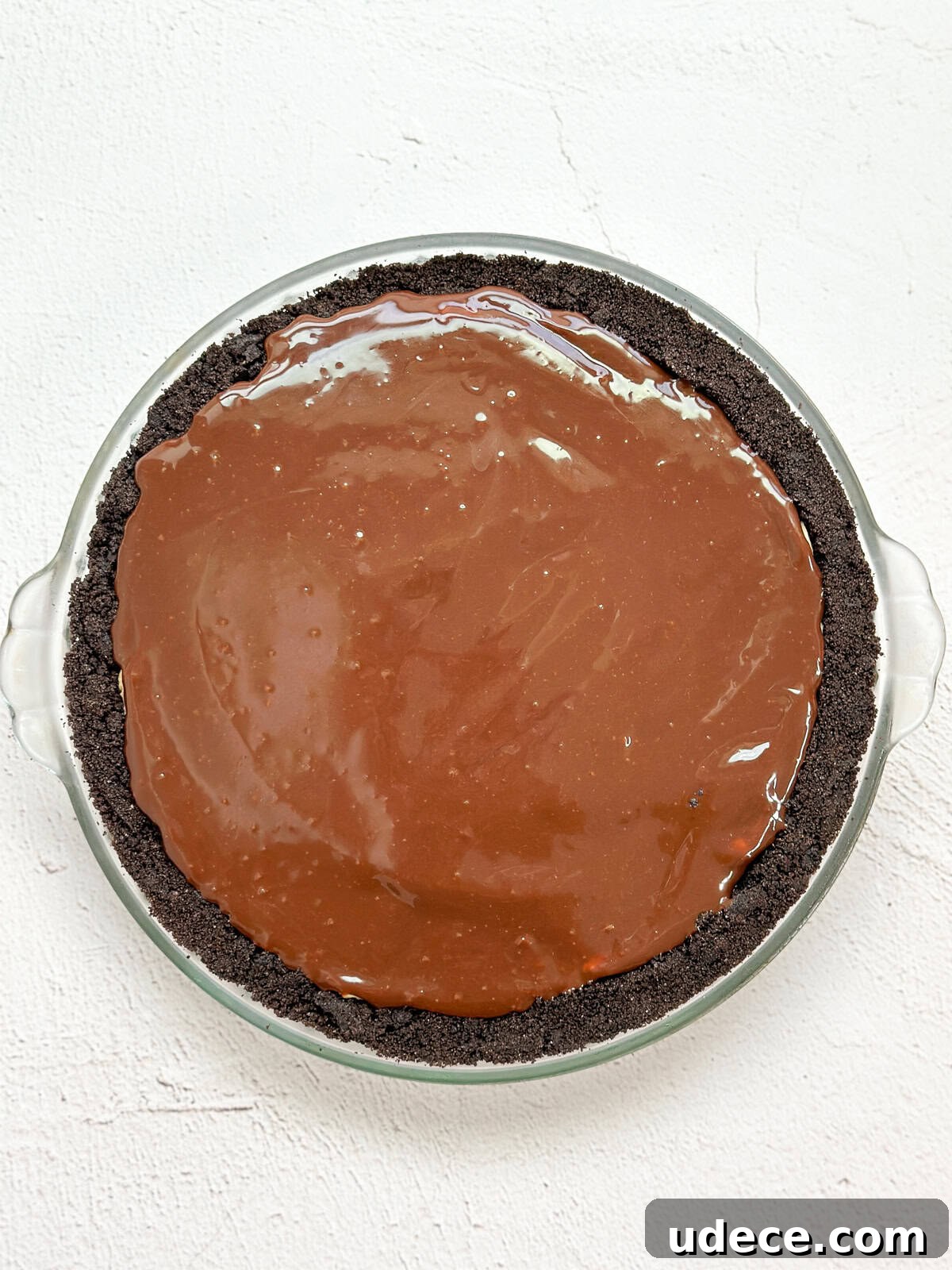 Decadent Peanut Butter Pie with Chocolate Ganache Recipe 10 chocolate ganache added to the top of the pie.