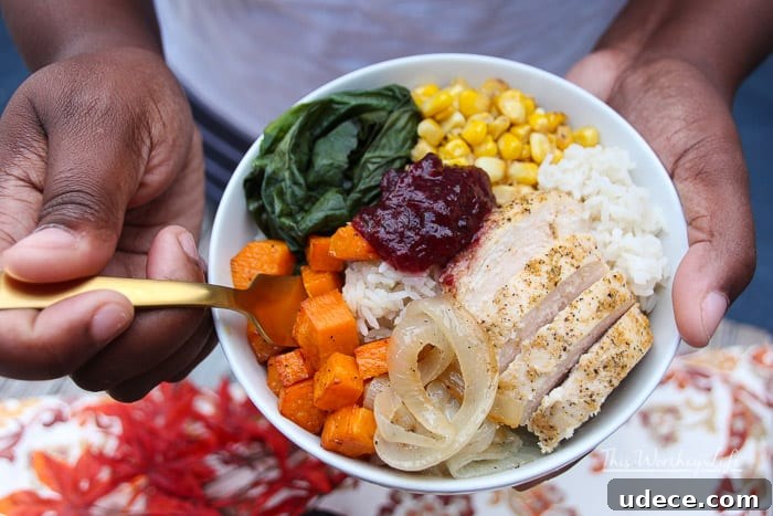 Harvest bowl with roasted chicken