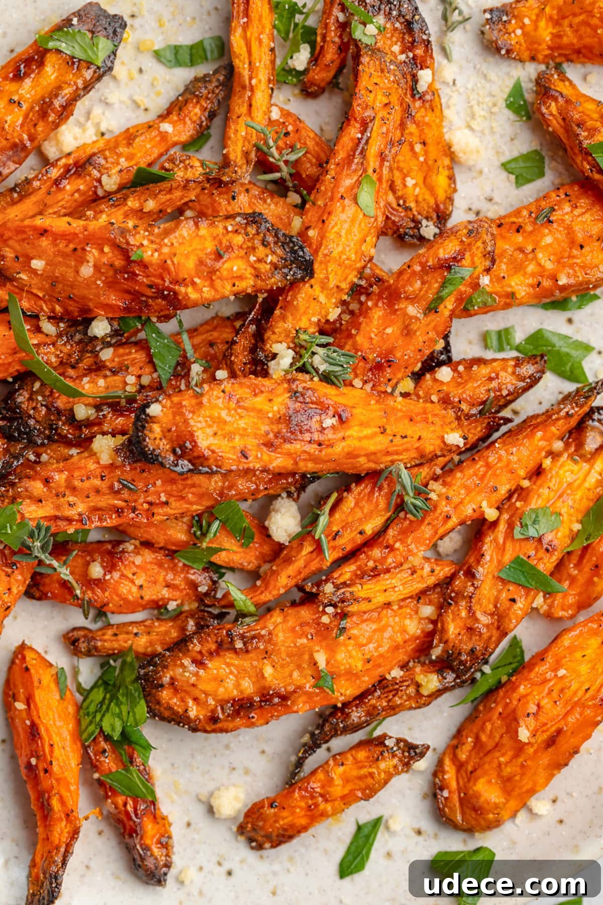 A plate of air fryer carrots.