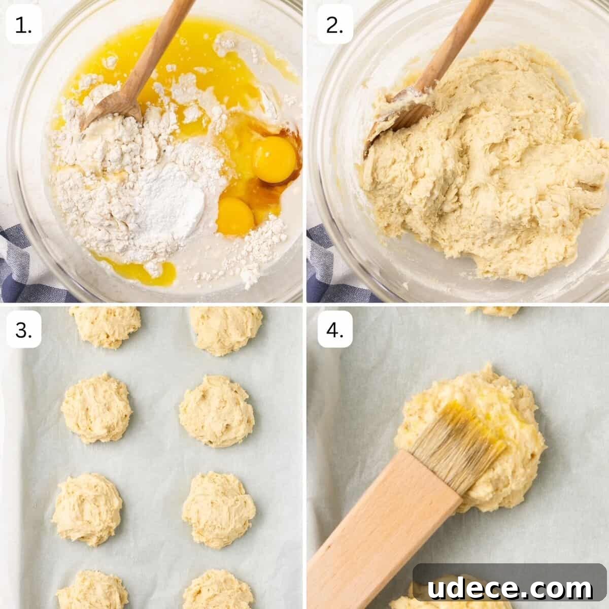 Fluffy Gluten-Free Biscuits with Optional Dairy-Free Version 4 steps for making gluten free biscuits in 4 quadrants