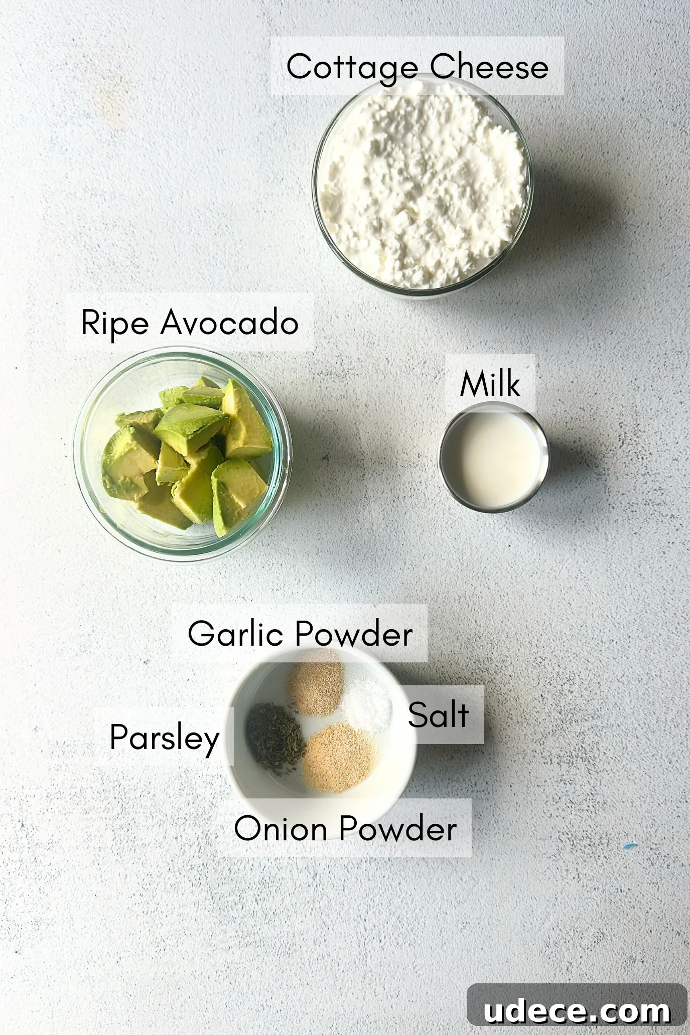 Creamy Avocado and Cottage Cheese Dip Recipe for Snacks 3 Ingredients to make avocado cottage cheese dip.