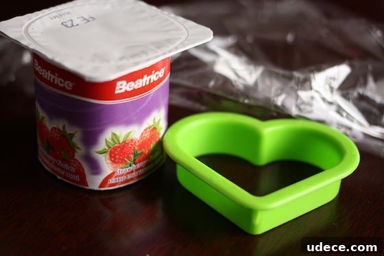 Valentine’s Day Lunch Ideas Kids Will Love 6 yogurt, cookie cutter and plastic wrap