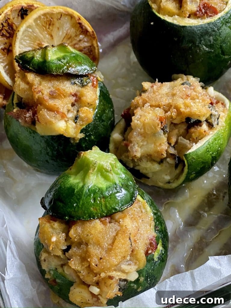 Zucchini Boats Stuffed with Savory Cheese and Herbs 2 Stuffed Zucchini Finished