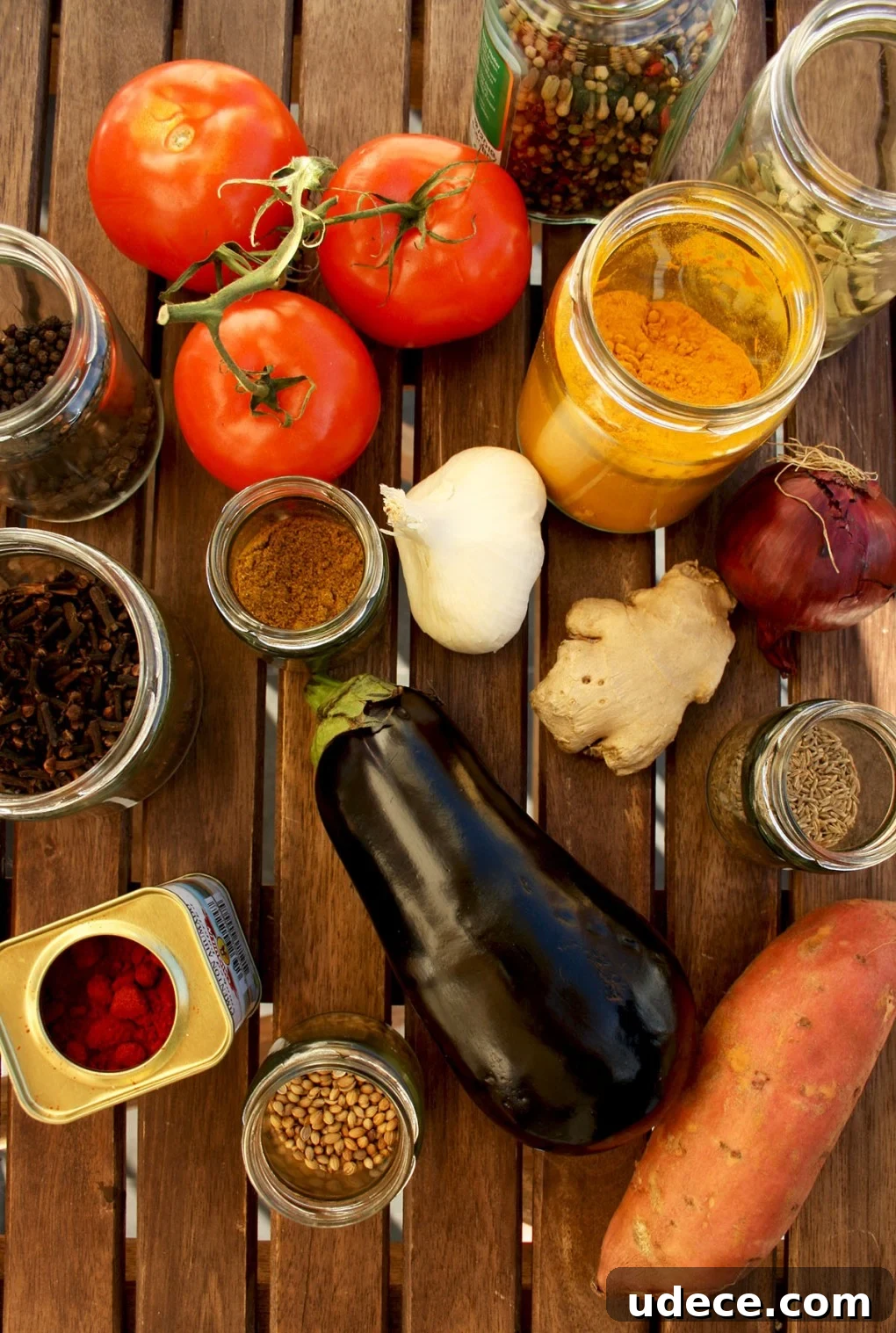 Ingredients for Roasted Eggplant Sweet Potato Curry