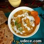 Roasted Eggplant and Sweet Potato Indian Curry with Cheese Paratha Flat-Bread - wholesome and flavorful seasonal vegetarian curry. Perfect to make ahead!