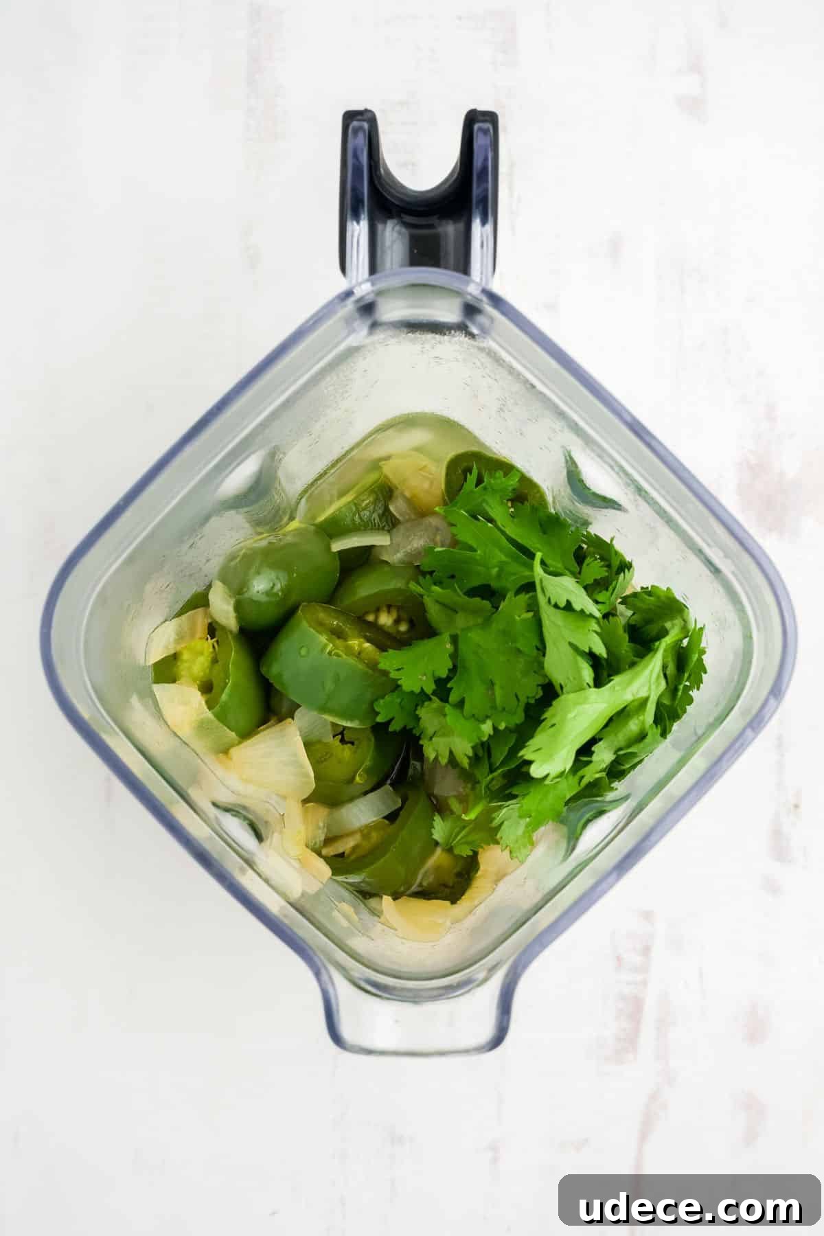Homemade Jalapeño Hot Sauce Recipe for Bold Heat and Flavor 7 Ingredients inn a blender.