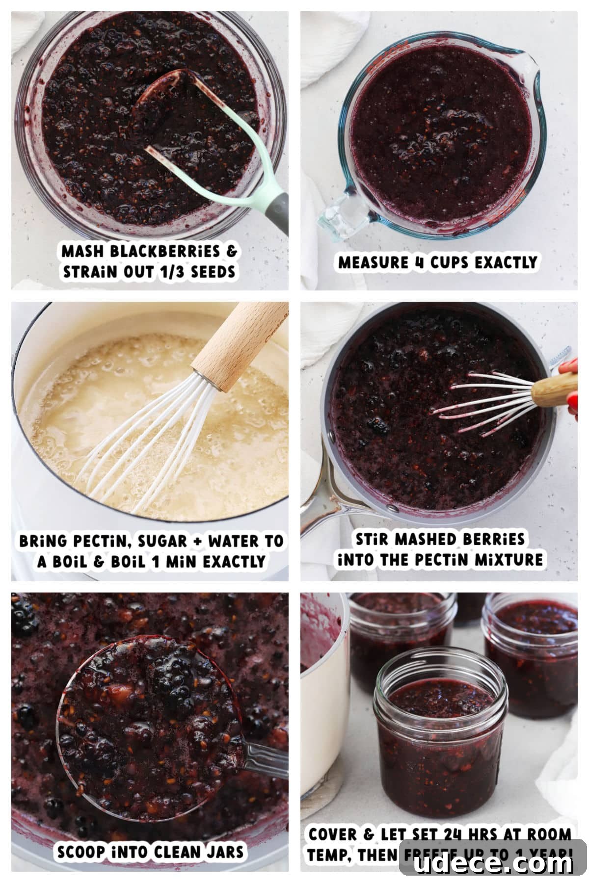 Blackberry Freezer Jam Recipe: Quick No-Cook Preserve 5 Making blackberry freezer jam, step by step