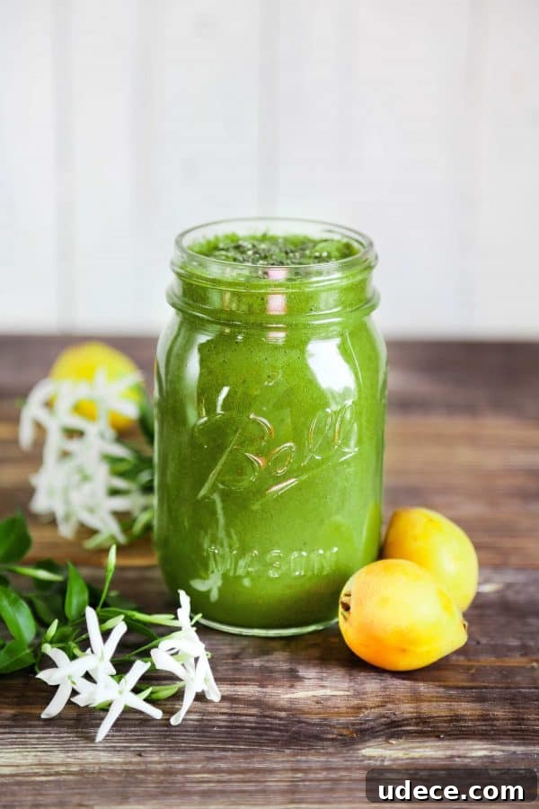 10+ Delicious Loquat Recipes to Try This Season 13 Loquat spinach smoothie in a mason jar