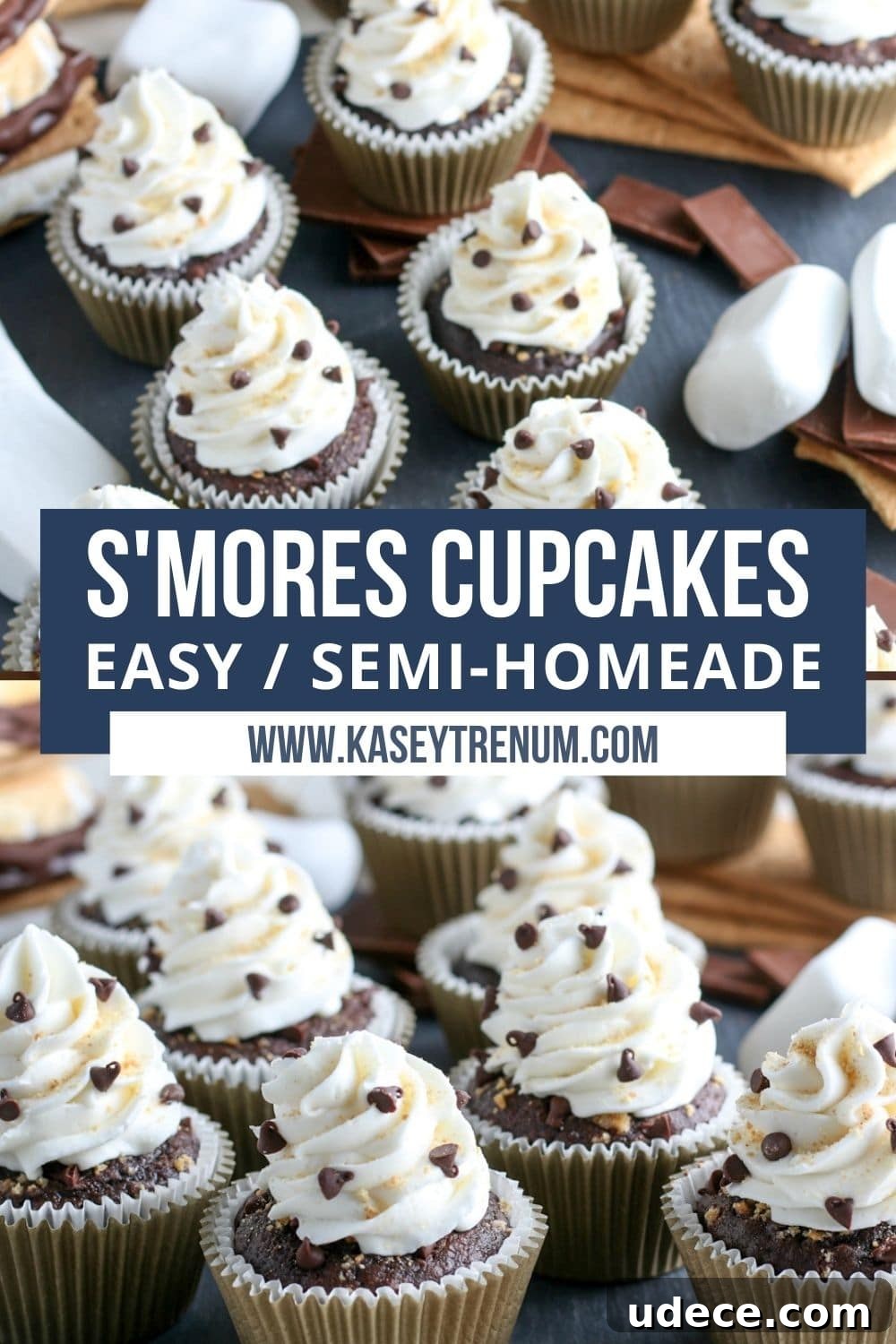 S’mores Cupcakes from Cake Mix: Quick Campfire Dessert Recipe 12 COLLAGE IMAGE OF SMORES CUPCAKES