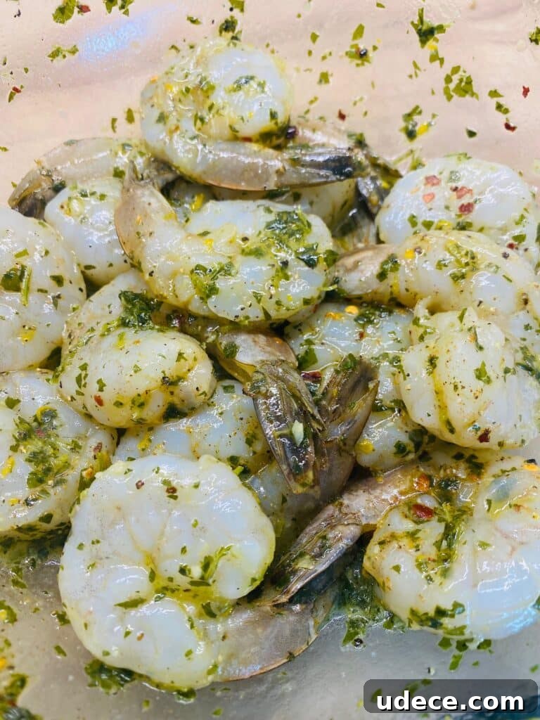 marinating the shrimp