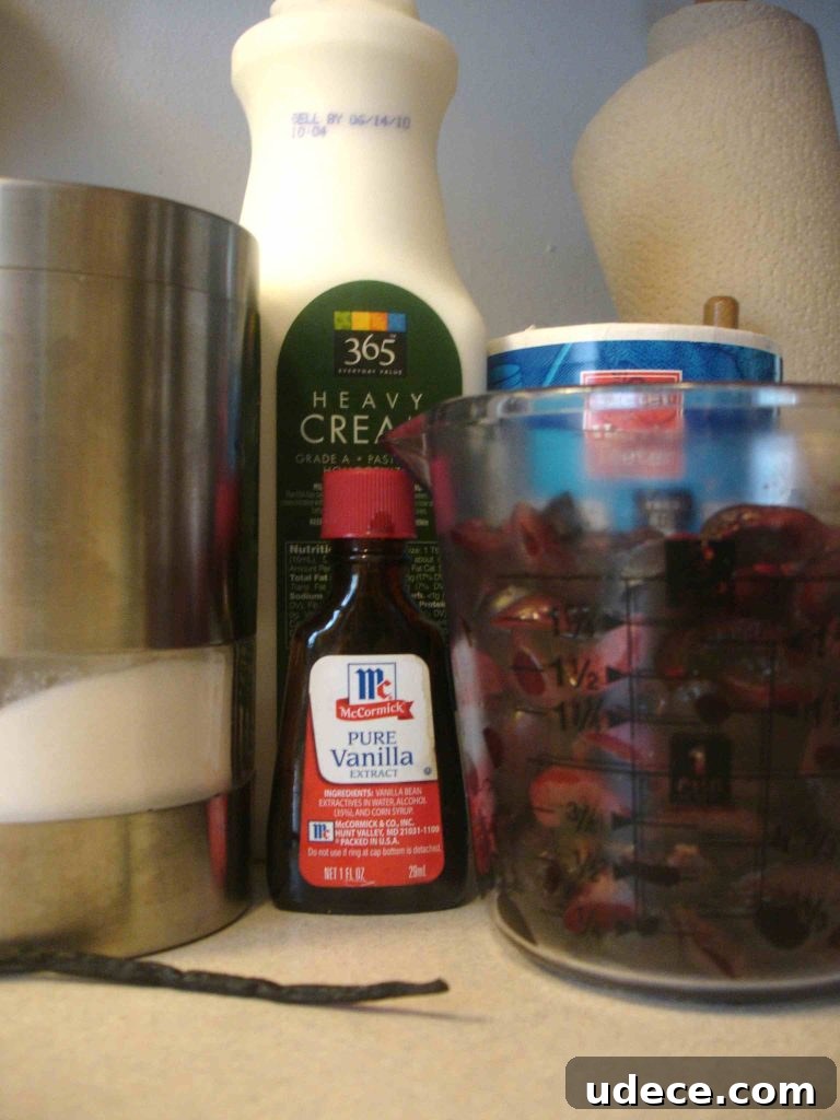 This must-try homemade cherry vanilla ice cream recipe is perfect for summer or a special day. Enjoy this tasty treat right away or freeze for later! Ingredients for cherry vanilla ice cream