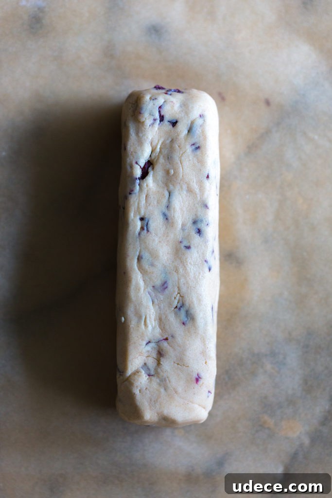 Hibiscus-Glazed Shortbread Cookies: Floral Tea Cookie Recipe 8 Glazed Hibiscus Shortbread Cookie dough log