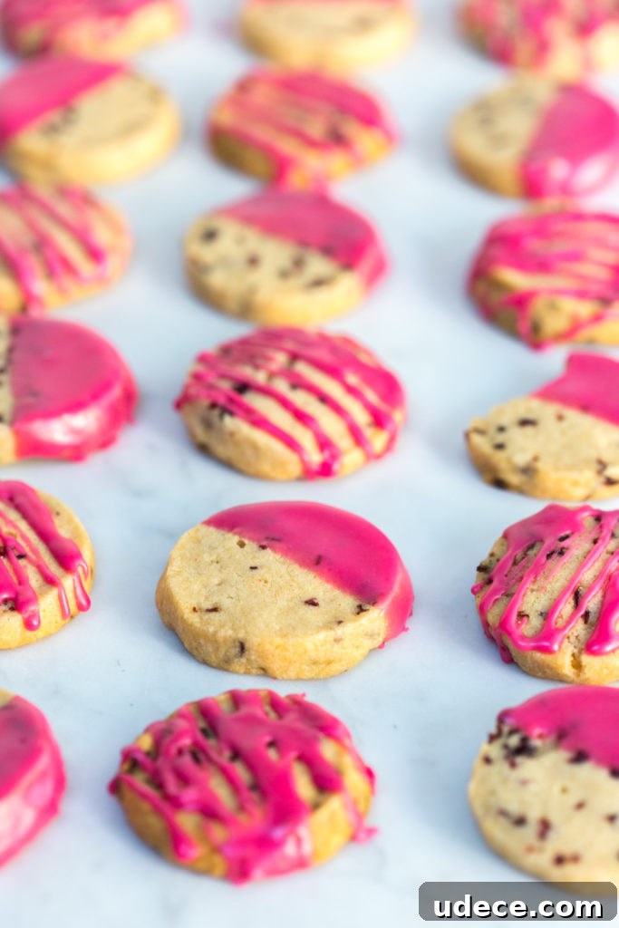 Hibiscus-Glazed Shortbread Cookies: Floral Tea Cookie Recipe 13 Glazed Hibiscus Shortbread Cookies dipped and drizzled