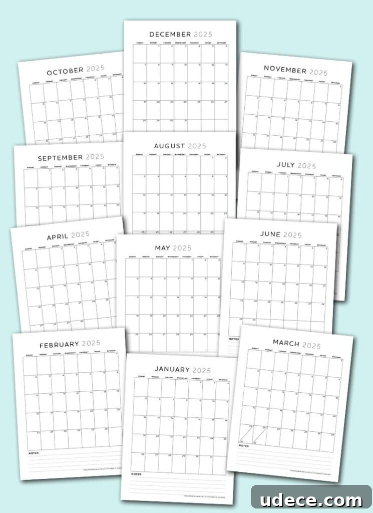 2025 Monthly Calendar PDF with Lined Notes — Free Printable 3 img 15506 2