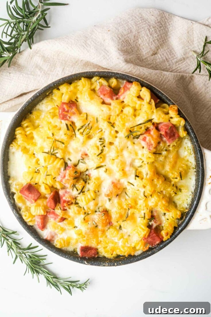 Air fryer ham casserole top view