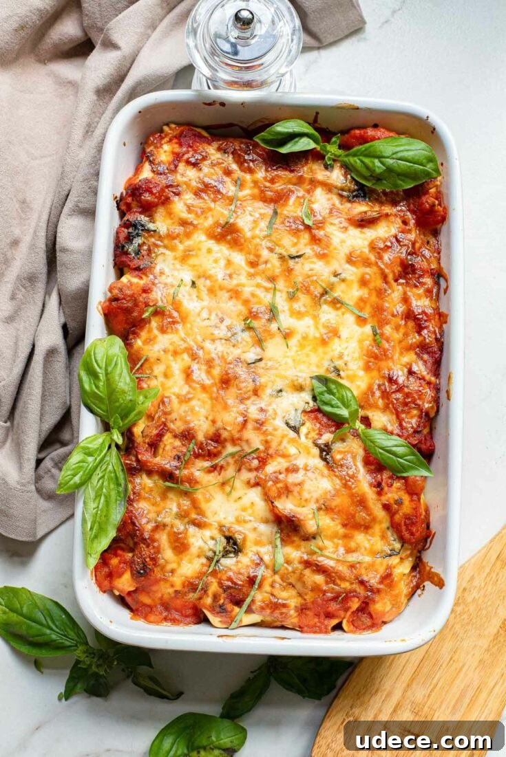The finished baked tortellini casserole recipe