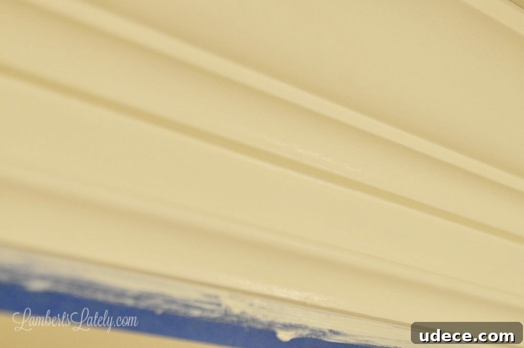 DIY Faux Crown Molding Guide: Simple Beginner-Friendly Hack 13 white painted thick faux crown molding.