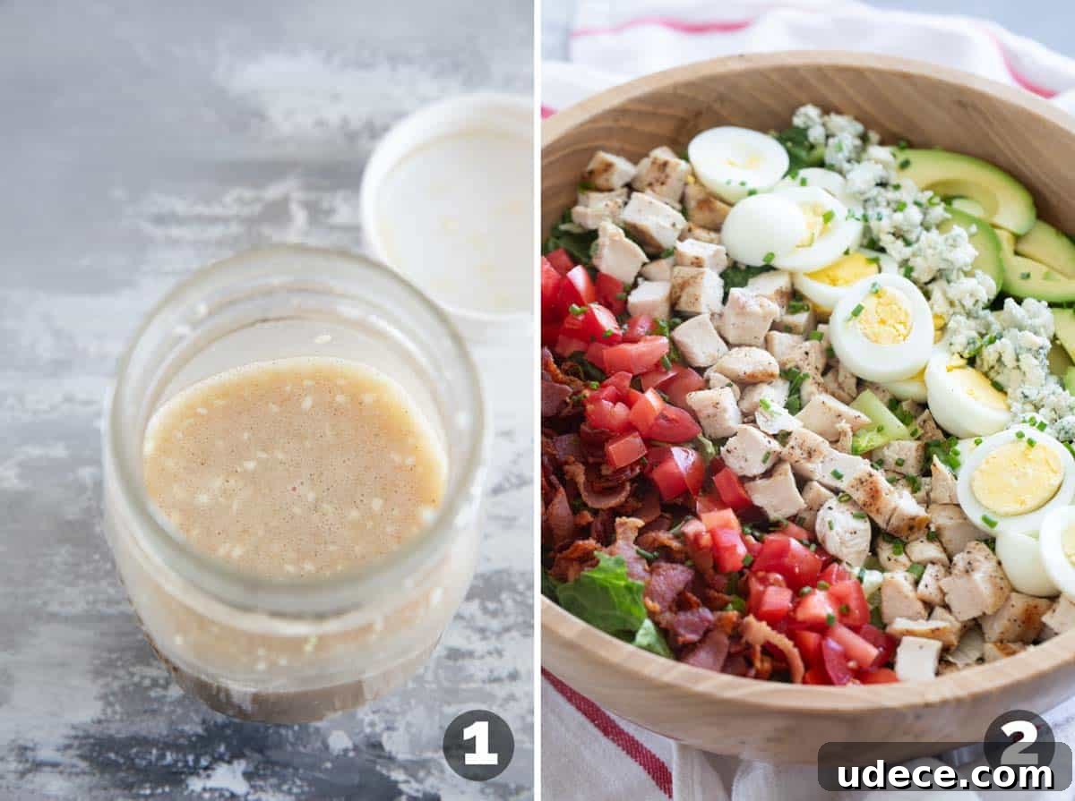 Classic Cobb Salad Recipe with Chicken, Bacon & Avocado 4 Steps to make a Cobb Salad.
