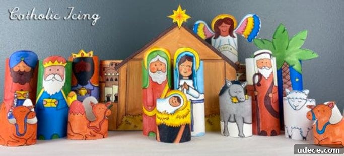printable colorful nativity set made with paper