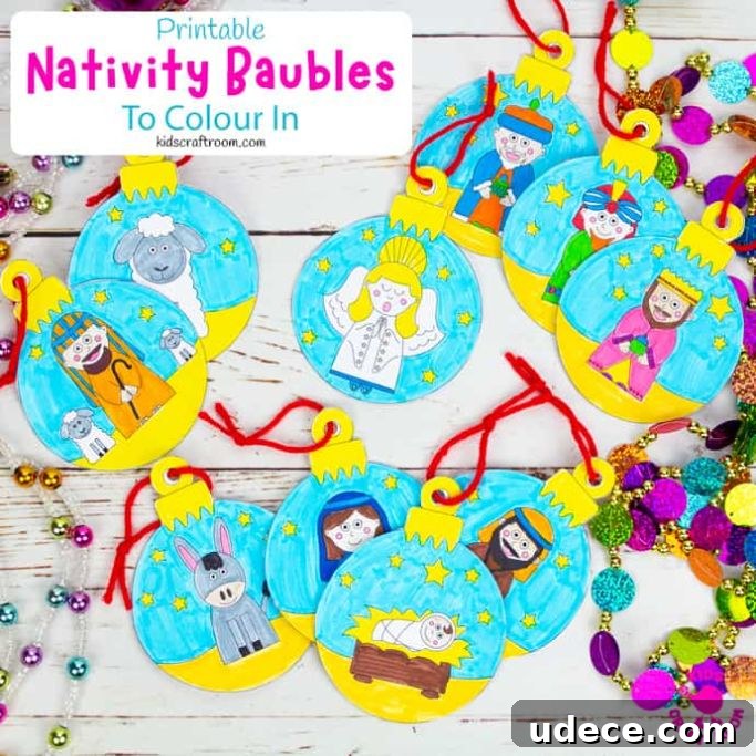 colorable nativity ornaments