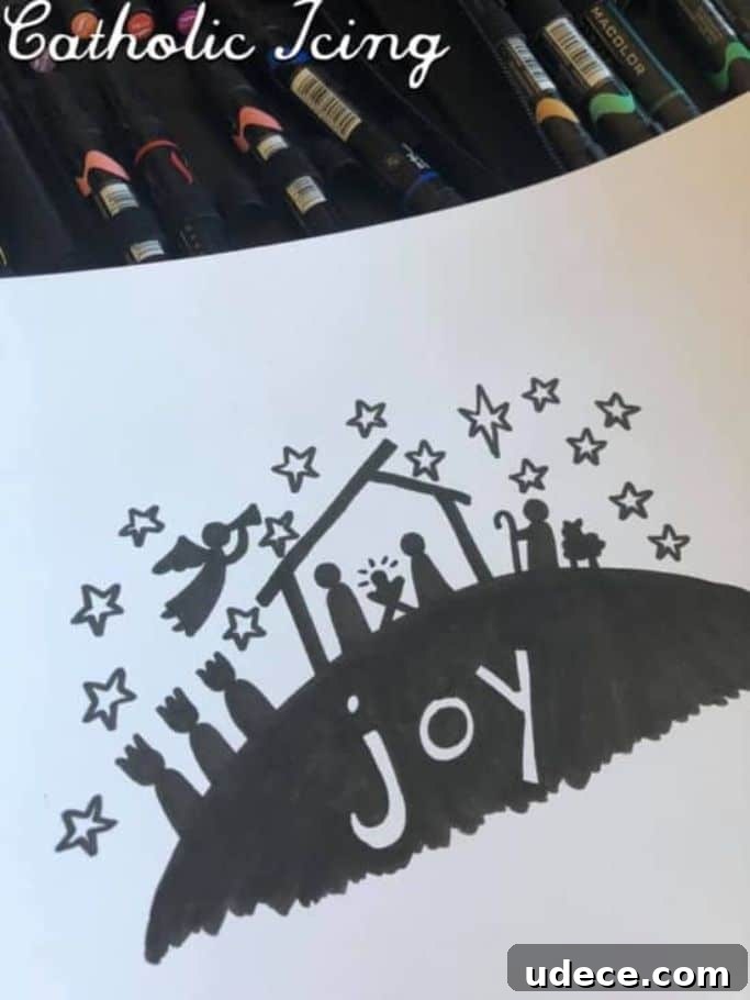 silhouette nativity drawing