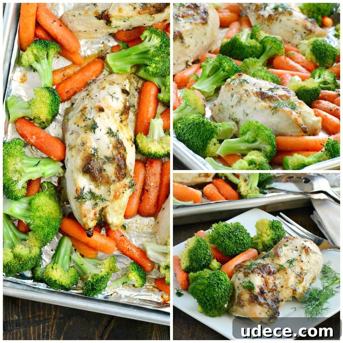 Sheet Pan Dill Chicken with Roasted Veggies 4 This aromatic Dill Chicken Sheet Pan Dinner with fresh carrots and broccoli is a quick and easy meal that your family will love!