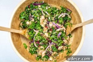 Chicken, Kale & Pomegranate Freekeh Salad with Feta 12 Tossing the salad together