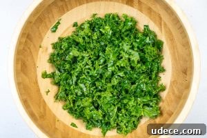 Chicken, Kale & Pomegranate Freekeh Salad with Feta 9 Prepping the kale