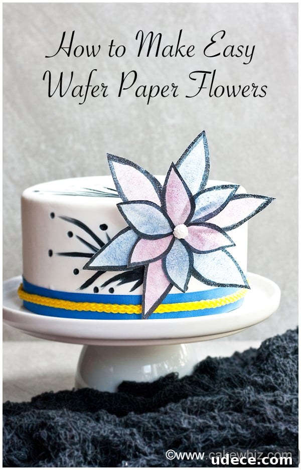 How to Make Delicate Wafer Paper Flowers: Step-by-Step Guide 2 White Fondant Cake With Easy Wafer Paper Flowers on Gray Background