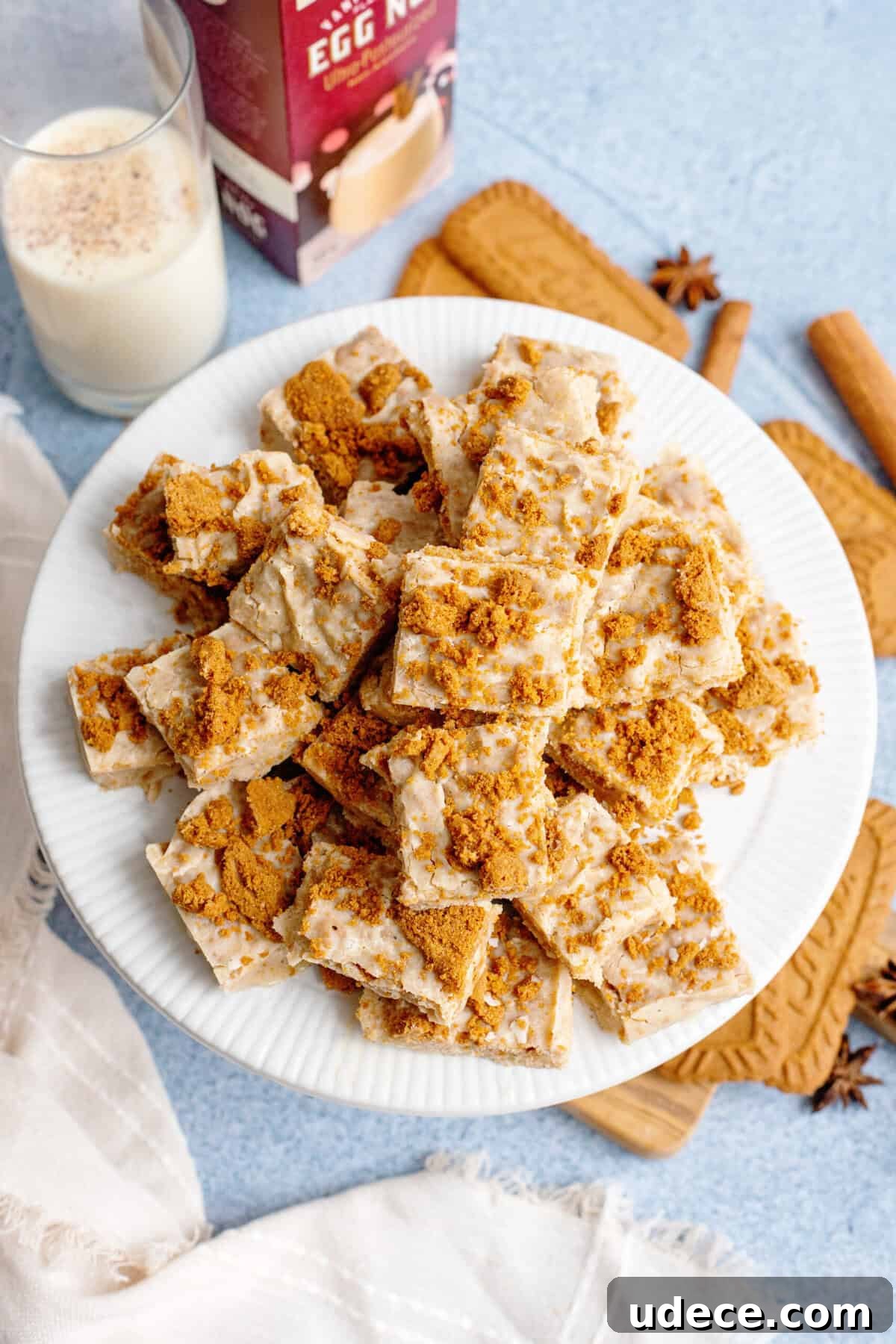 Homemade Christmas Food Gifts and Candies to Make This Year 6 A plate of eggnog fudge slices