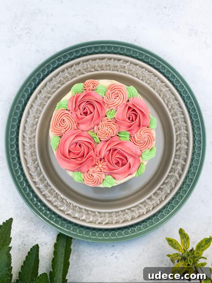 Pink Ombre Cake with Vanilla Buttercream Frosting for Parties 5 Buttercream decorations on top of a layer cake