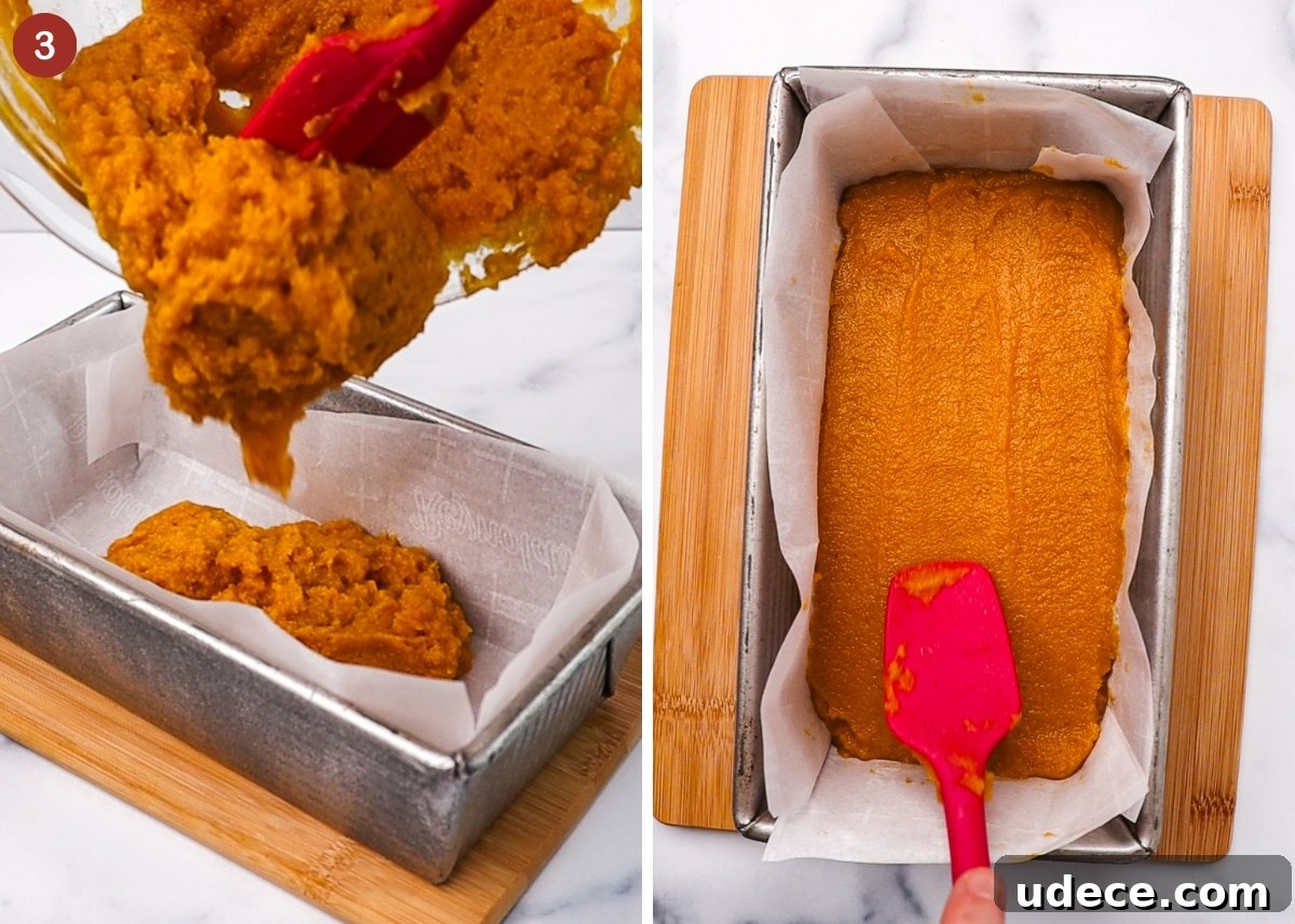 Moist Keto Pumpkin Bread Made with Coconut Flour 8 Transfer to a baking loaf pan and smooth out