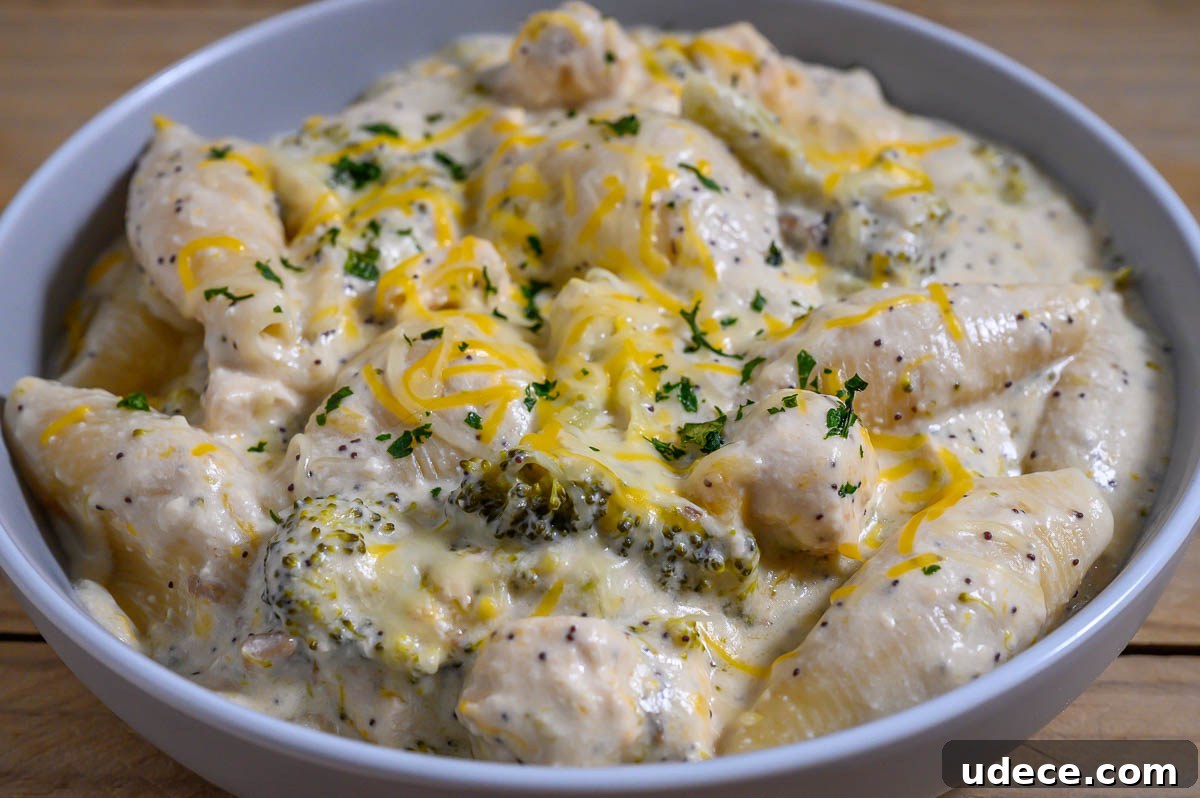 Slow-Cooker Chicken Poppy Seed Casserole Recipe 8 Slow Cooker Creamy Poppy Seed Chicken and pasta in a bowl.