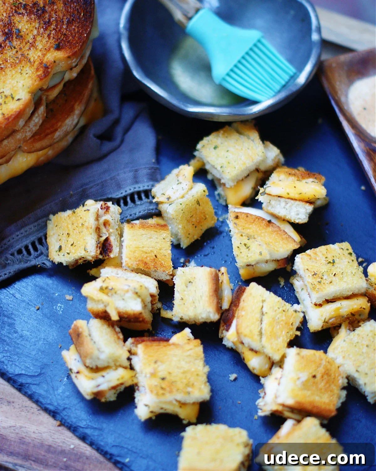 Crispy Grilled Cheese Croutons Recipe for Salads and Soups 6 Mini grilled cheese croutons for soup or salad