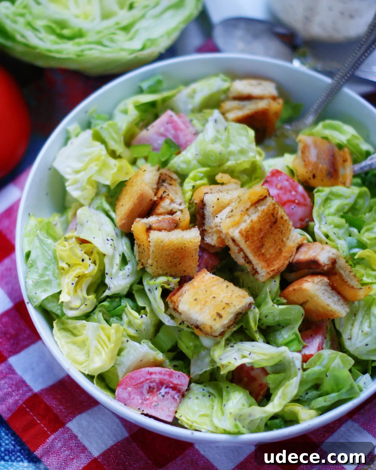 Crispy Grilled Cheese Croutons Recipe for Salads and Soups 7 grilled cheese croutons on salad