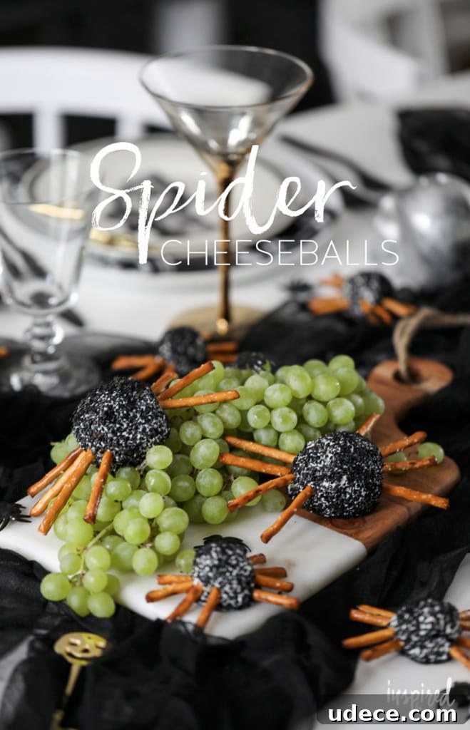Creepy Spider Cheeseballs Recipe for Halloween Party Snacks 2 Spooky Spider Cheeseball for Halloween