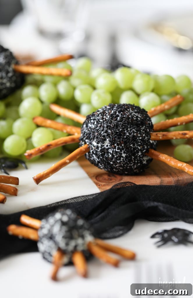 Creepy Spider Cheeseballs Recipe for Halloween Party Snacks 14 Spooky Spider Cheeseball for Halloween