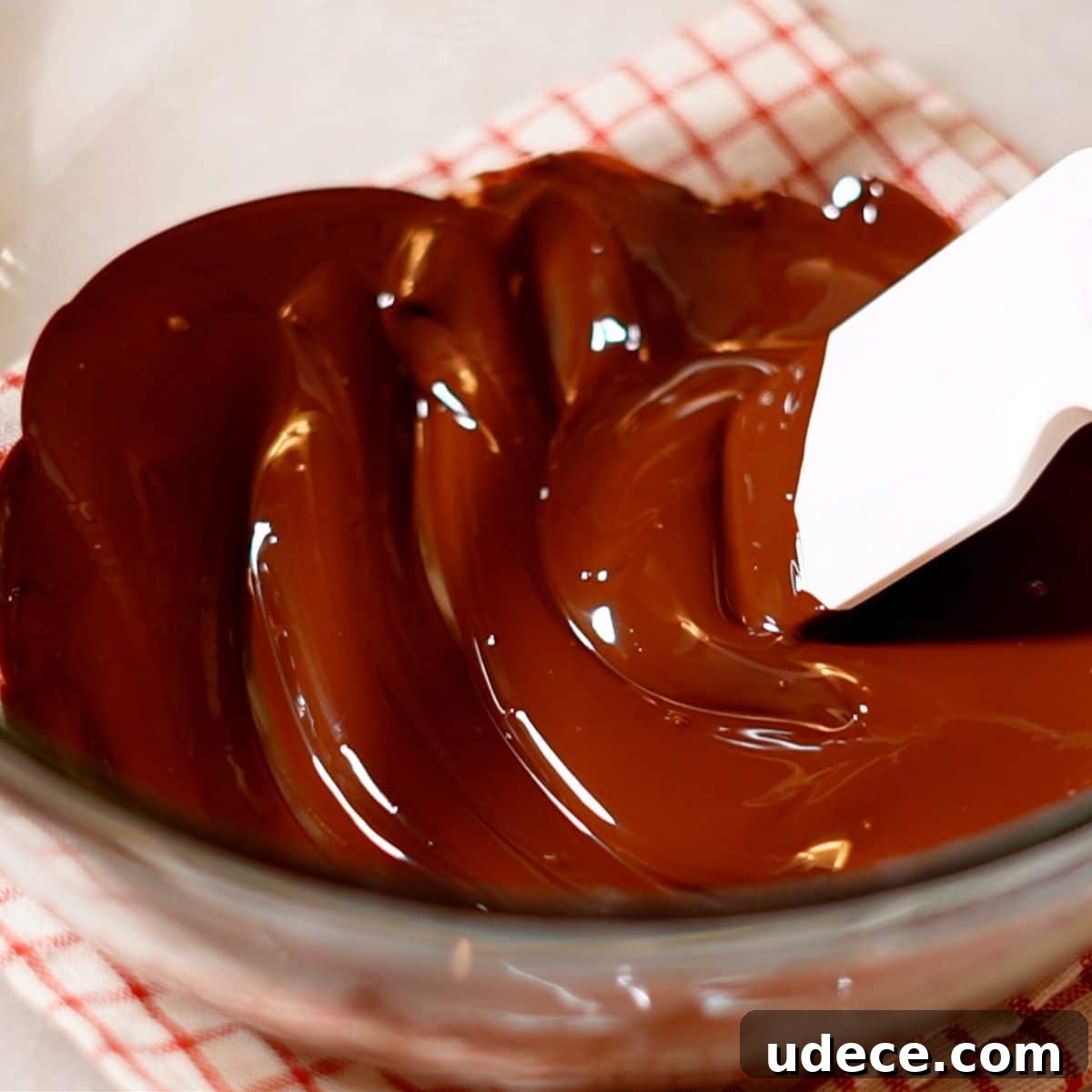 Decadent French Silk Pie Recipe: Smooth Chocolate Silk Pie 13 melted dark chocolate in a bowl.